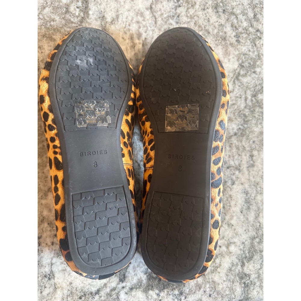 Birdies The Starling Leopard Calf Hair Loafers Womens 8 Smoking Slipper Flat - Picture 7 of 9